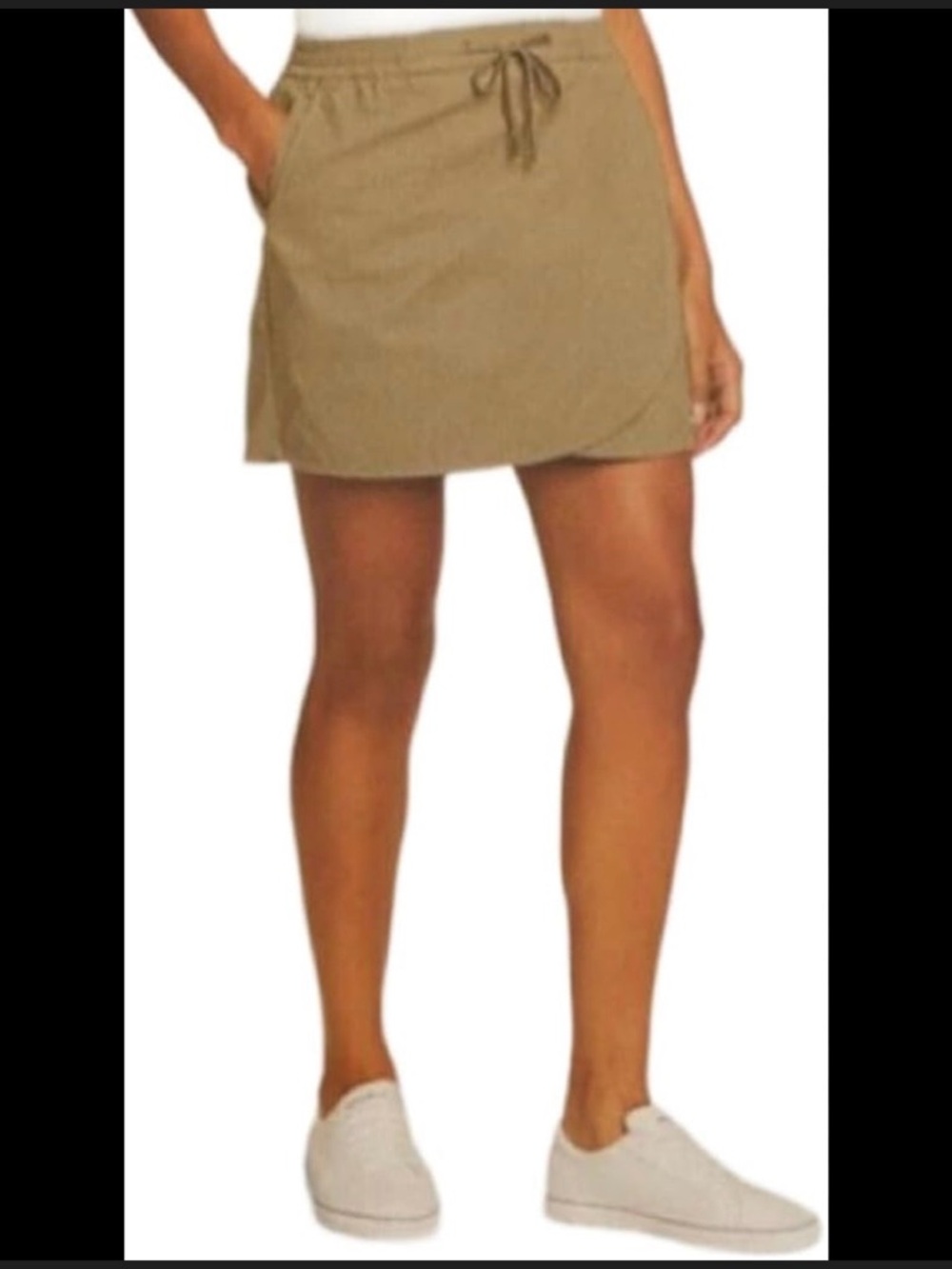 Eddie Bauer Casual Drawstring Tulip Hem Skort in Khaki Size Lg